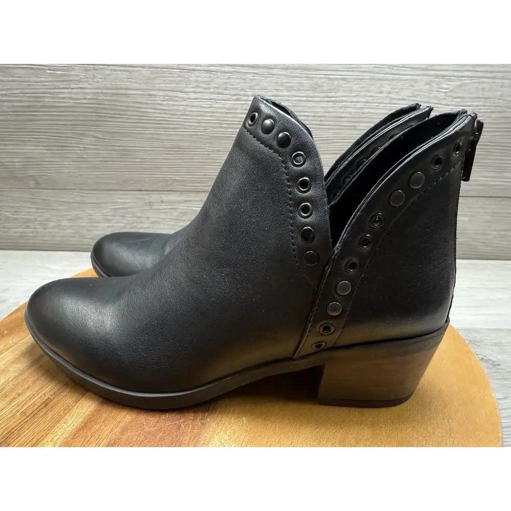 Bueno Women’s Cora Ankle Boots Booties Black Nubuck Eyelet Block Zip. Read.
